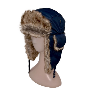 Trapper Nordic Navy Convertible Soft Faux Fur Winter Snow Cold Weather Hat Cap